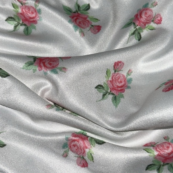 IZA Silky Satin Stretchy Smooth Pink Roses Floral Mid‎ Waist Cheeky Panties NEW - Picture 3 of 14